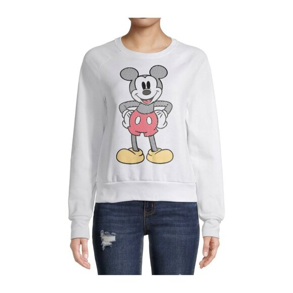 Disney Mickey Mouse Logo Long Sleeve Crew Neck Sweatshirt Junior Ladies, Size XS - Picture 2 of 8